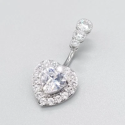 Barras para el vientre Botón Piercing Barra Corazón Cuelga Ombligo Cuerpo Joyería Gema Anillo Plata Foto 1 de 4
