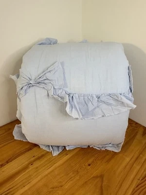 Pottery Barn Teen F/Q LoveShackFancy Ruffle Bow Quilt, Blue - Image 1 of 4