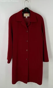 Talbots Red Regular Fit Long Sleeve Pockets Button Front Womens Overcoat Size M - Picture 1 of 5