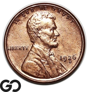 1926-S Lincoln Cent Wheat Penny, Scarce Brilliant Uncirculated+ Better Date - Picture 1 of 3