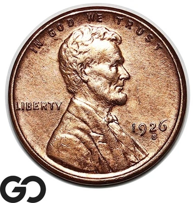 1926-S Lincoln Cent Wheat Penny, Scarce Brilliant Uncirculated+ Better Date - Image 1 of 3