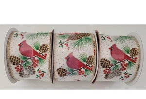3x Aspen Dekoratives Band Kardinäle Tannenzapfen Gold 2,5" x 10 Yards Weihnachten - Bild 1 von 13