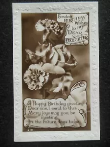 Vintage Daughter Birthday Card (c1920-30s) Real Photograph - Unused, VGC #22 - Foto 1 di 2
