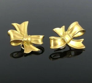 Estate 1984 Angela Cummings oro amarillo 18K pendientes con clip de arco - Imagen 1 de 11