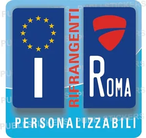 2 ADESIVI TARGA MOTO EUROPEA, RIFRANGENTI CON LOGO DUCATI E PROVINCIA, TUNING - Foto 1 di 2