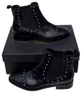 KURT GEIGER Tony Botines Sin Cordones Cuero Negro Acolchado Botas Zapatos Damas - Imagen 1 de 9