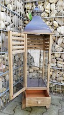 Große XL Holz Metall Laterne Antik braun 60 cm groß mit Schublade 10094