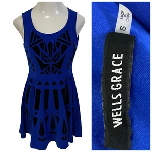 Wells Grace Dress Womens Small Blue Tribal A Line Work Office Church Date Party - Picture 1 of 16