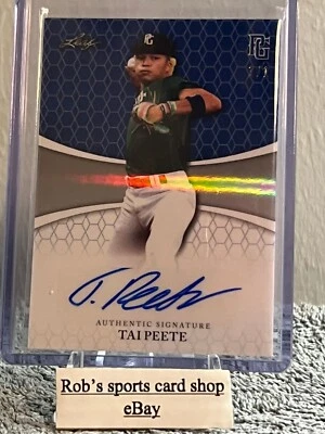 2022 LEAF PERFECT GAME NATIONAL SHOWCASE TAI PEETE  1/1 blue AUTO - Image 1 of 2