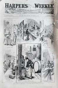 "Blockade Street Travel" New York, Weldon Engraving 1881 VINTAGE Harper's Weekly - Picture 1 of 3