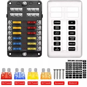 12 Way Blade Fuse Box Block & Auto Marine FuseBox Holder 12V 32V Bus Bar Car Kit - Picture 1 of 18