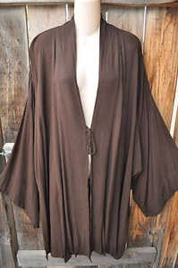 MISSION CANYON ART TO WEAR 785+ KIMONO DUSTER IN SOLID ESPRESSO BROWN,74"B, OS+! - Picture 1 of 4