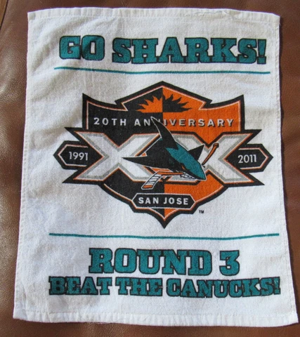 San Jose Sharks Rally Towel BEAT the CANUCKS 2011 Playoffs Round 3 SGA Giveaway Cover