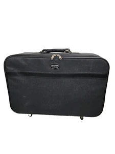 Vintage Jaguar Luggage Suitcase Nylon Black 25x19x7 - Picture 1 of 13
