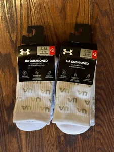 TWO (2) of UNDER ARMOUR Men's UA Cushioned Crew Socks 3-Pack  1385134 NEW w TAGS - Picture 1 of 11