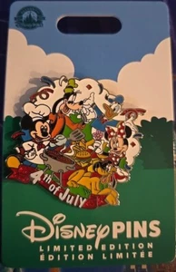 DISNEY 4TH OF JULY PIN MICKEY MINNIE DONALD GOOFY PLUTO BBQ GRILL GANG LE - Picture 1 of 3