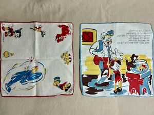 Vtg Walt Disney Pinocchio Figaro Blue Fairy  8” Handkerchief, New