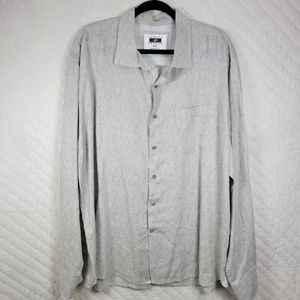 Joseph Abboud Men’s Light Gray with Leaf Design L/S Shirt XXL 2XL Linen - Picture 1 of 8