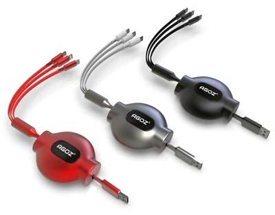 Retractable 3in1 Charger Cable USB-C,Micro USB for Samsung, iPhone, LG, Motorola - Image 1 of 4