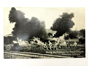 Antique WW1 - Giving The German Gas, French Officers American Infantory France - Picture 1 of 2