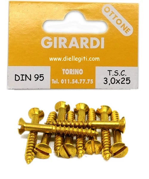 VITE A LEGNO IN OTTONE TESTA SVASATA C/CALOTTA mm3,0x25 - DIN 95 (GOCCIA SEGO) - Immagine 1 di 1