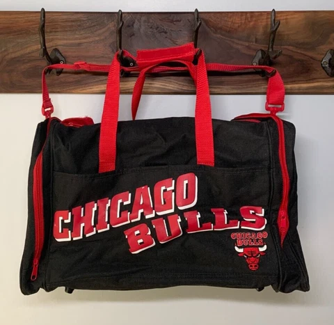 Vintage 1990s Chicago Bulls Duffle Bag - Official Licensed NBA Gear - Black Red Cover