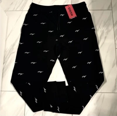 Pantalón de chándal Hugo Boss para hombre con logotipo negro blanco $158 nuevo Foto 1 de 4