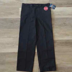 NWT Dickies Boys Flat Front Classic Fit Straight Leg Khaki Pants Black Size 20 - Picture 1 of 11