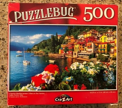 Puzzlebug 500 piece jigsaw puzzle of Mediterranean Villas on the Harbor - Image 1 of 4