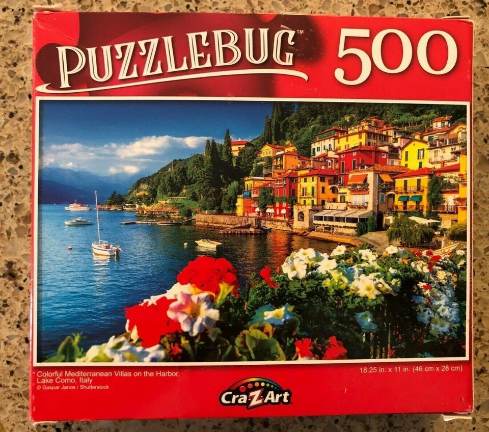Puzzlebug 500 piece jigsaw puzzle of Mediterranean Villas on the Harbor - Image 1 of 4