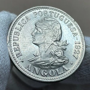 🇵🇹 🇦🇴 Portuguese Angola IIII Macutas 20 Centavos 1927 RARE Choice UNC - Picture 1 of 4