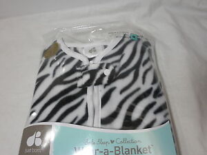 Just Born Microfleece Wear-a-Blanket ~ Black/White Zebra ~ 6-12 Months ~ Medium 