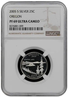 2005 S Silver Oregon quarter graded by NGC PF 69 Ultra Cameo - Image 1 of 2