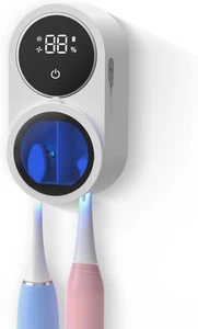 Automatischer rotierender Zahnbürstenhalter mit Reiniger - weißes Gadget zur Wandmontage - Bild 1 von 15