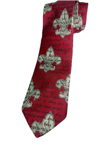Vintage BSA Boy Scouts Of America Neck Tie Scout Oath Promise Fleur De Lis USA - Picture 1 of 4
