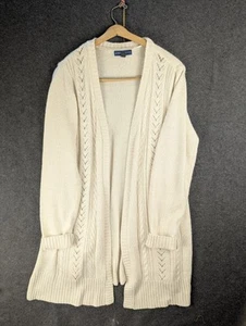 Karen Scott cream cable knit Long  cardigan sweater   SZ  XL Cottage Boho Y2K - Picture 1 of 9