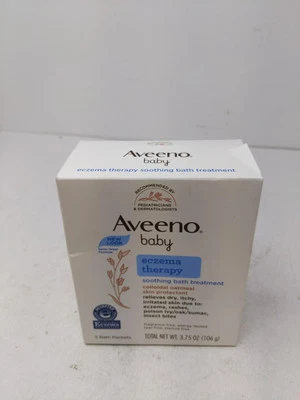 Tratamiento de baño para eczema bebé Aveeno, avena coloidal, alivio calmante, paquete de 5 Foto 1 de 4