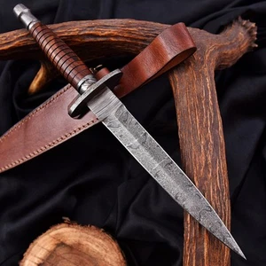 Handmade Damascus Tool Steel Blade, Arkansas Toothpick Dagger, Groomsmen Gift. - Picture 1 of 7