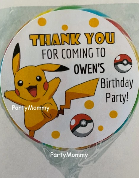 Pegatinas personalizadas para fiestas de cumpleaños para niños etiquetas de agradecimiento 2,5" (12) Foto 1 de 1