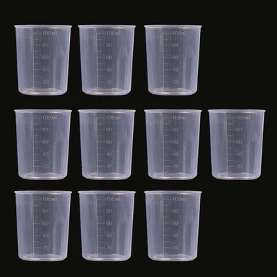 10pcs 100 Ml Plastic Transparent Measuring Cups Multi-purpose For Kitchen New - Image 1 of 4