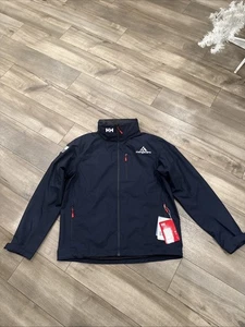 Helly Hansen Navy Poly Full Zip Crew Hooded Jacket Men’s Size XL - Picture 1 of 6