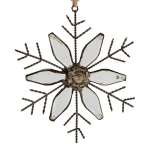 Midwest 5" Silent Luxury Rustic Jeweled Flat Tip Snowflake Christmas Ornament - Picture 1 of 2