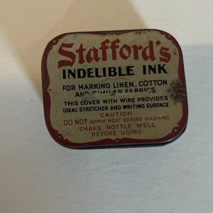 VINTAGE STAFFORDS INDELIBLE INK TIN Excellent condition for its age - Picture 1 of 2