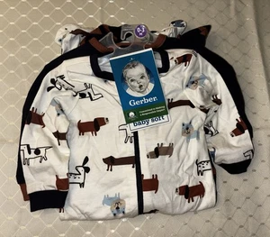 Gerber Baby Boys 2-Piece Dogs Sleep N' Plays Set Size 0-3M - Picture 1 of 6