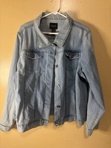 Vintage Ashro Jacke Damen 20 W Blau Denim Jeans Silber Nieten Knopfleiste - Bild 1 von 5