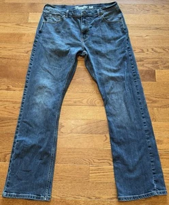 Pantalones de mezclilla Wrangler para hombre 36x34 azul retro ajustados corte bota vaquero occidental - Imagen 1 de 7