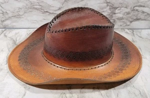 Leather Stitched Cowboy Hat / Unbranded / Brown - Picture 1 of 5