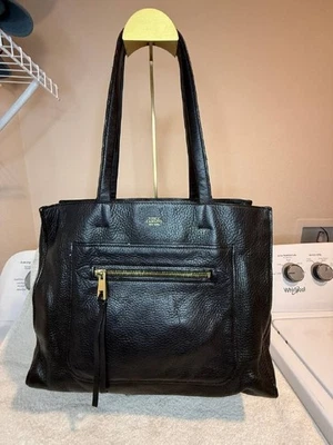 Vince Camuto Black Pebbled Leather Tote Bag | Gold Zipper | Large Shoulder Bag - Image 1 of 4