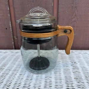 SELTENE 40’er PYREX Flameware Glas Kaffeemaschine Kaffeekanne 8106-B Holzgriff - Bild 1 von 6