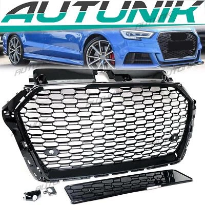 RS3-Style Honeycomb Badgeless Grille for Audi A3 8V 2017-2020 Premium/S-Line Foto 1 de 4